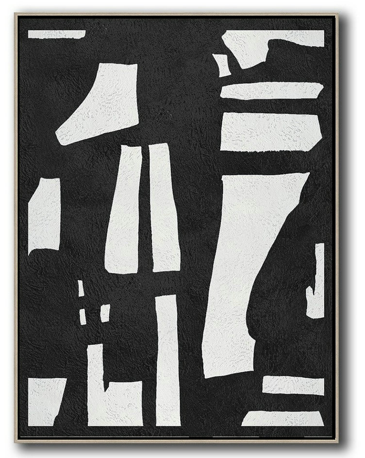 Large Canvas Art,Black And White Minimal Painting On Canvas - Large Wall Canvas Paintings